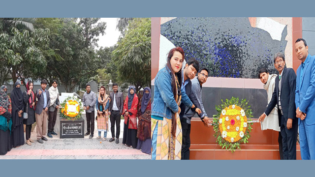 বঙ্গবন্ধুর প্রতিকৃতি ও শহীদ কামারুজ্জামানের মাজারে আরসিআরইউ'র নতুন কমিটির শ্রদ্ধা